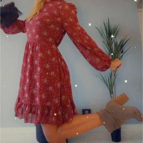 Hesperus Burgundy Floral Dress - NEW - Size Large - Picture 7 of 7